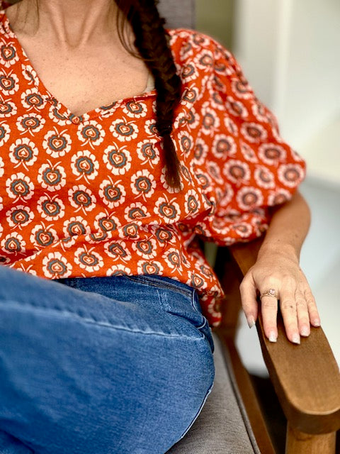 Suzie Orange Floral Blouse