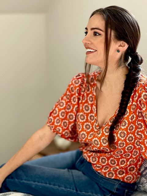 Suzie Orange Floral Blouse