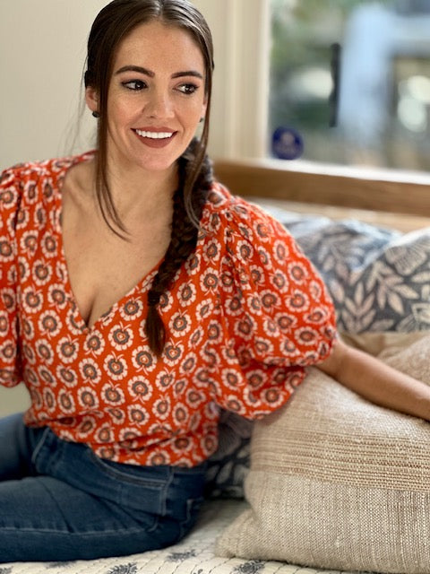 Suzie Orange Floral Blouse