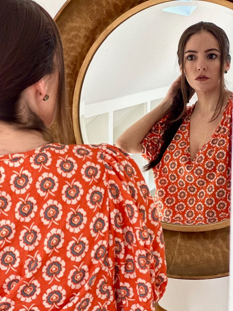 Suzie Orange Floral Blouse